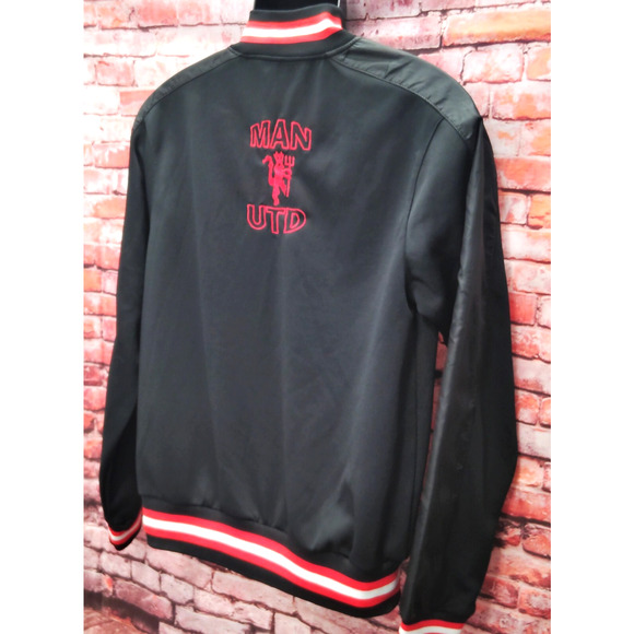 Manchester United Track Jacket Mens Medium Black Soccer Sports Zipper Pockets - Picture 10 of 10